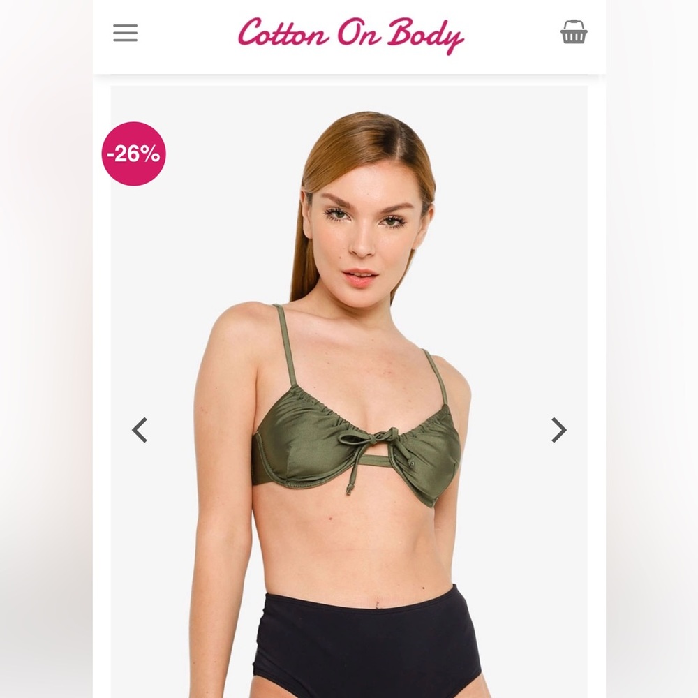 Cotton On Body WARM KHAKI SHIMMER Half-Wire Bra Bikini Swim Top. size small